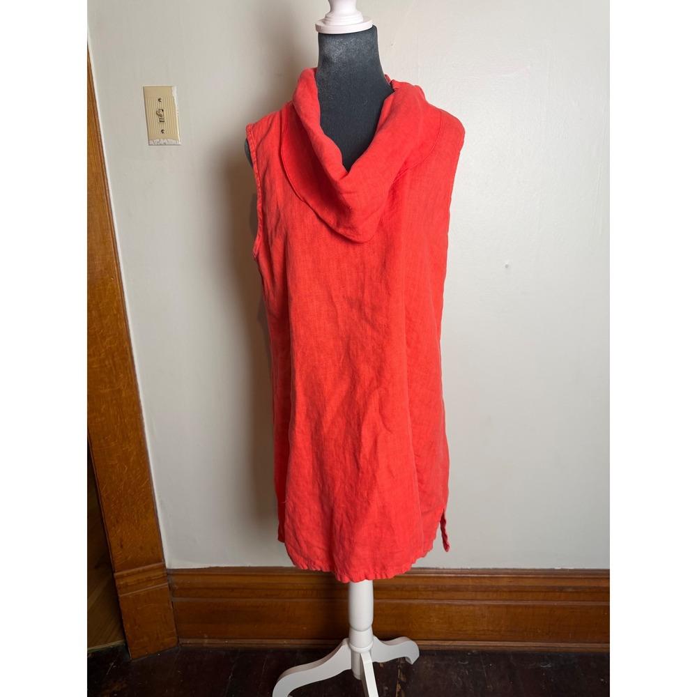 Fenini Coral anthropologie Linen Cowl Neck Tunic Top lagenlook euro summer M